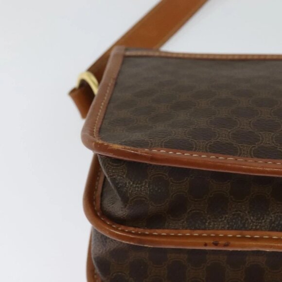 CELINE Macadam Canvas Shoulder Bag PVC Leather Brown Gold Auth 122382 - Picture 4 of 16
